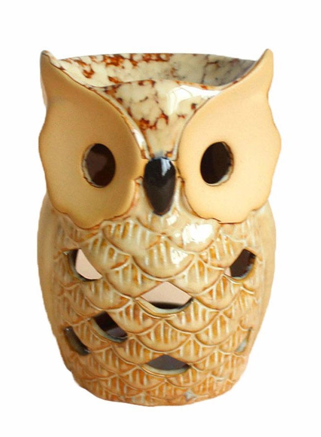 MONMOB 4.7 Inch Ceramic Owl Oil Warmer Aromatherapy Burner/Tea Light Candle Holder Oil Burner/Essential Oil Warmer Candle Holder/Wax Warmer (A) - Image 1