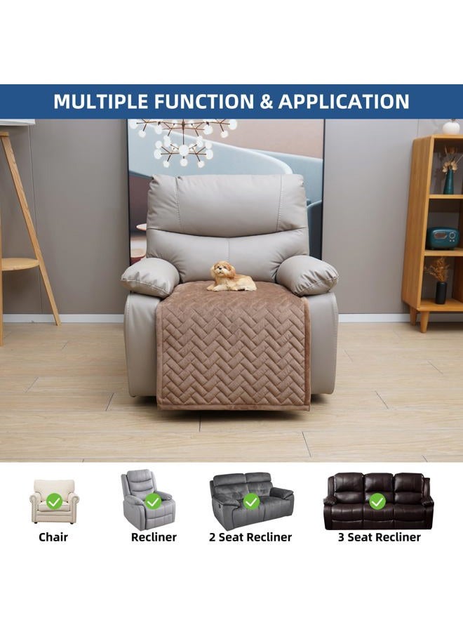 Eismodra Recliner Chair Covers,Recliner Covers That Stay in Place,Washable Recliner Slipcover for Large Recliner 3 Seater Sofa Couch Living Room Loveseat,Light Brown 23 x 39 inches (Only 1 Piece) - Image 2