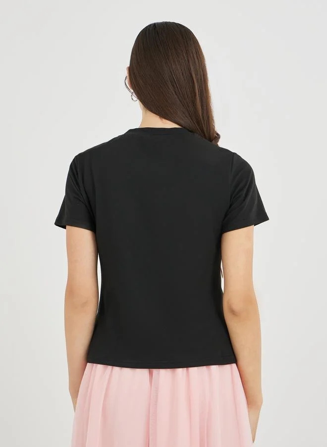 Take Two Take Two Slogan Print Round Neck Short Sleeve T-Shirt
