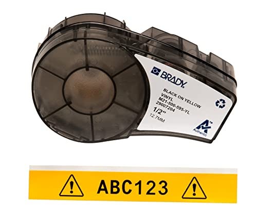 Brady Authentic (M21-500-595-YL) All-Weather Vinyl Label for Indoor/Outdoor ID, Lab and Equipment Labeling, Black on Yellow- For M210, M210-LAB, M211, BMP21-PLUS and BMP21-LAB Printers, .5" W 21' L - Image 1