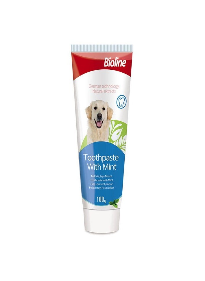 بايولاين مجموعة العناية بالأسنان من بيولاين للحيوانات الأليفة – معجون أسنان بنكهة النعناع 100 جم + فرشاة إصبع | تنظيف فم الكلاب والقطط (العبوة الجديدة) - Image 2