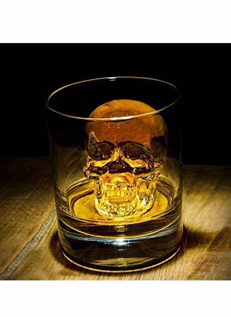 Y&D - 3D Skull Flexible Silicone Ice Cube Mold Tray, Makes Four Giant Skulls, Round Maker, Black- Pack of 1 - Image 1