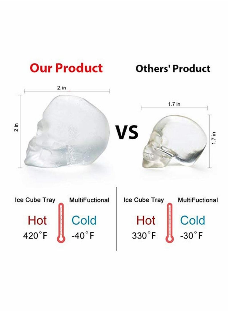 Y&D - 3D Skull Flexible Silicone Ice Cube Mold Tray, Makes Four Giant Skulls, Round Maker, Black- Pack of 1 - Image 1
