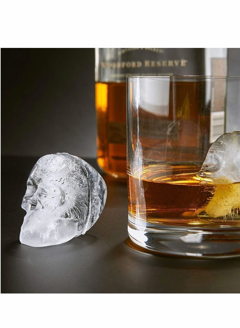 Y&D - 3D Skull Flexible Silicone Ice Cube Mold Tray, Makes Four Giant Skulls, Round Maker, Black- Pack of 1 - Image 1