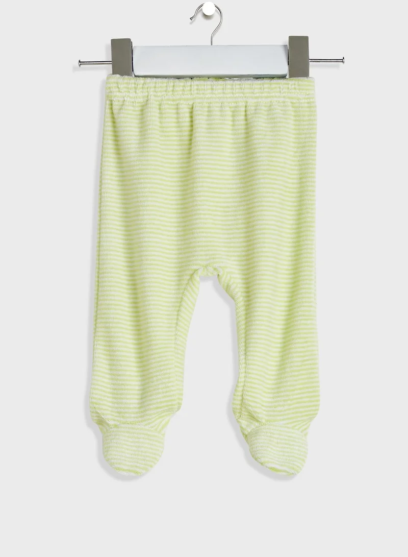 Babybol Infant Printed T-Shirt & Footed Sweatpants Set