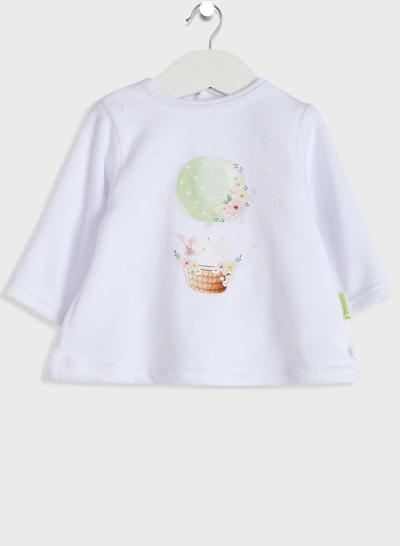 Babybol Infant Printed T-Shirt & Footed Sweatpants Set