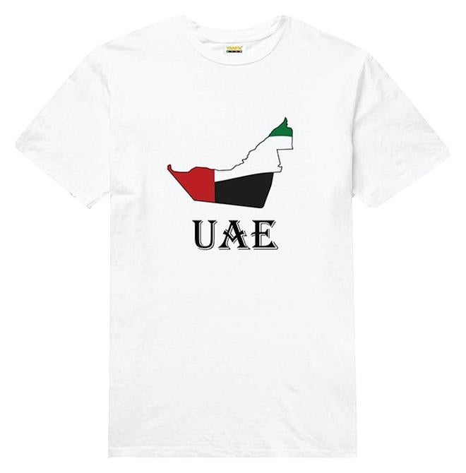 YANEK UAE Map Flag T-shirt Design | Solid Unisex Round Neck T-Shirt Short Sleeve | Made From 180 GSM Combed Cotton BIOWASH - Image 1