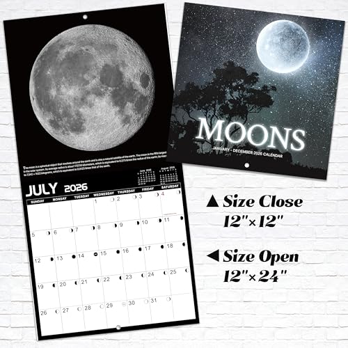 MaaIbok 2026 Wall Calendar - Calendar 2026, January 2026 - December 2026, 12'' × 24''(Open), 2026 Calendar with Moon Phases, Hanging Holes, Large Blocks, Perfect for Organizing & Planning - Image 4