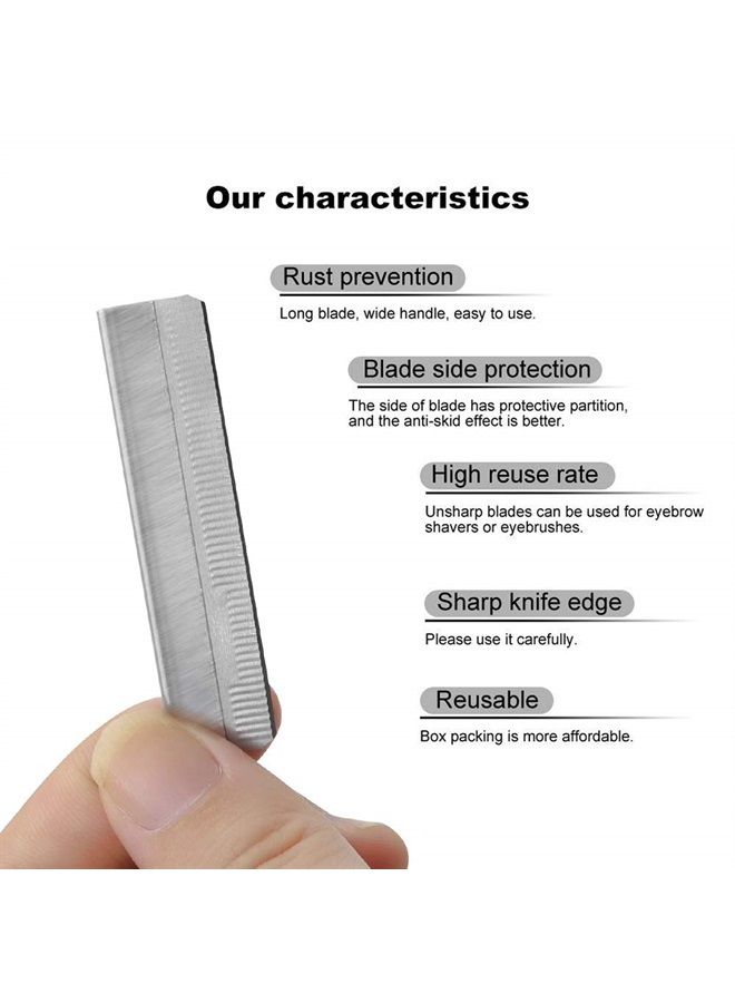 50Pcs Single Edge Razor Blades, Stainless Steel Straight Razor Blade Refills, Eyebrow Trimmer Facial Hair Blades for Women and Men