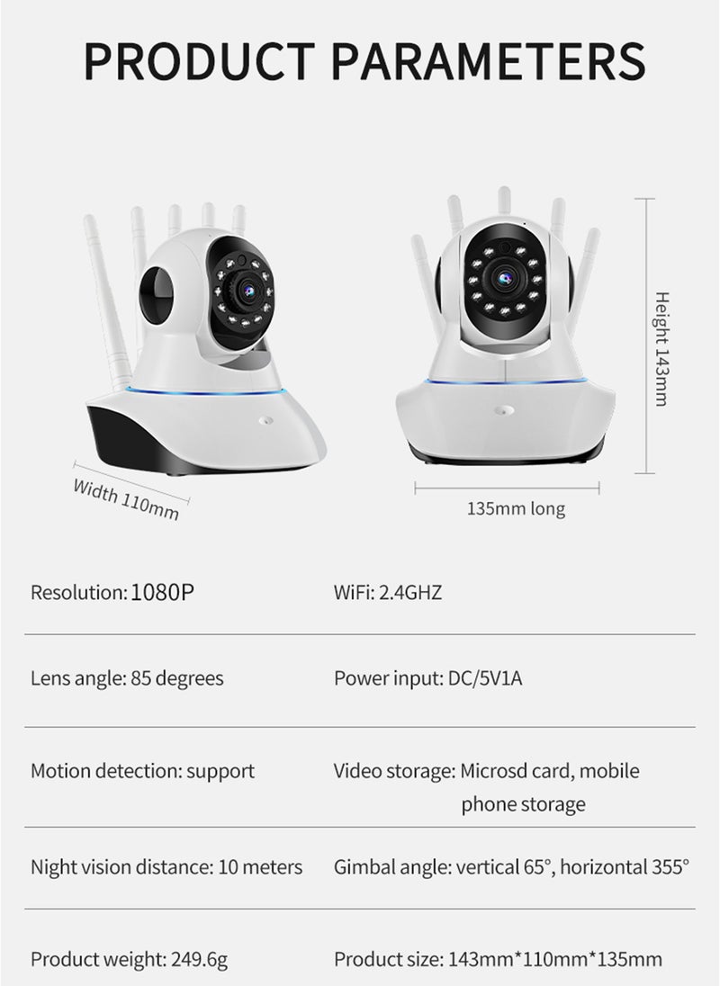 Sharpdo - SHARPDO 360-Degree Rotating Wireless WIFI Camera with Infrared Night Vision, Home Security Surveillance Camera (Plug-In Type) - Image 1