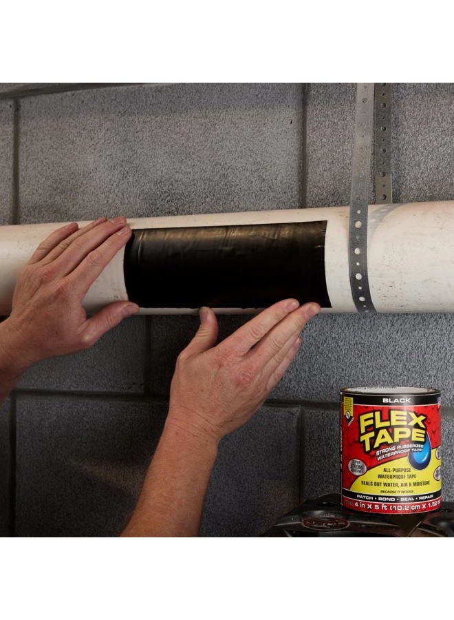 FLEX TAPE Rubberized Waterproof Tape, 4" x 5', Black (2 Pack) - Image 2