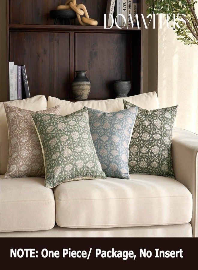 DOMVITUS Floral Pillow Covers 18x18 Decorative Throw Pillow Covers Floral Block Print Farmhouse Vintage Pillow Cover for Living Room Couch Bed Light Blue 1PC - Image 5