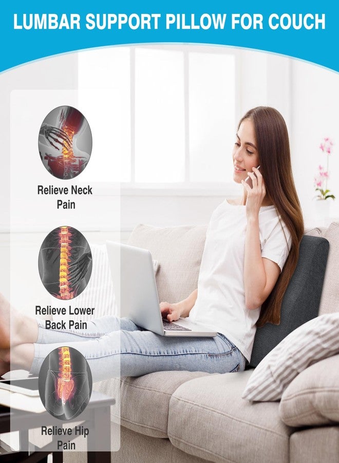 TANYOO Back Support Pillow for Recliner Dual Layer Lumbar Support Pillow with Gel Memory Foam Ergonomic Orthopedic Lumbar Cushions for Elderly Lower Back Pain Relief Washable Cover Dark Grey - Image 4