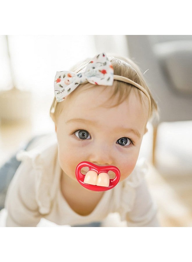 AUSTUFF 6PCs Funny Pacifier Infant Pacifier Cute Kissable Lips and Gentleman Mustache Teeth Pacifier Soft Silicone Cute Pacifier Design with Kiss Lip for Babies and Toddlers Shower Gift Unisex-BPA Free - Image 5