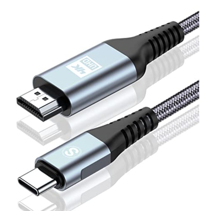 كابل USB-C إلى HDMI 2M، سلك HDMI من النوع C إلى 4K متوافق مع iPhone 16 15 Pro Max MacBook iPad Pro iMac، Surface Book، Chromebook Pixel Yoga 920، Samsung Galaxy S25 S24 S23 S22 S21 S20 S10 S9 - Image 1