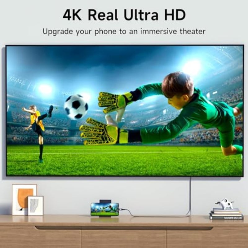 كابل USB-C إلى HDMI 2M، سلك HDMI من النوع C إلى 4K متوافق مع iPhone 16 15 Pro Max MacBook iPad Pro iMac، Surface Book، Chromebook Pixel Yoga 920، Samsung Galaxy S25 S24 S23 S22 S21 S20 S10 S9 - Image 4