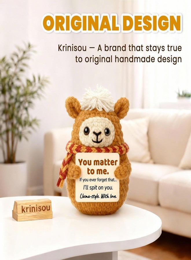 Krinisou Positive Animals Crochet Llama – Funny Cute Llama Birthday Gift for Best Friend Bestie, Romantic You Matter to Me Gift for Girlfriend Boyfriend - Image 2