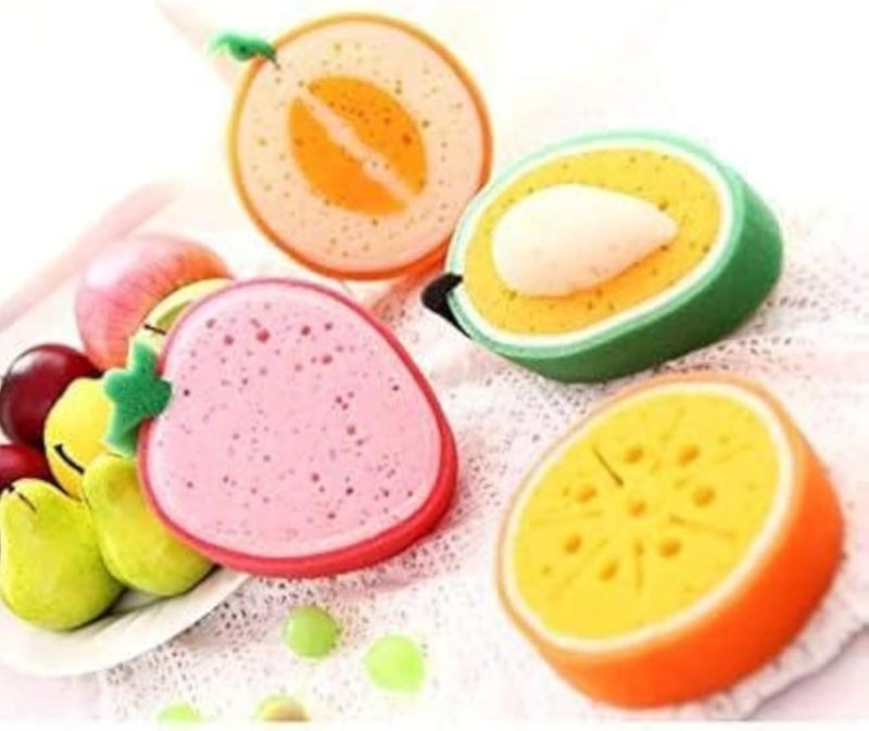 Delicate Fruit Bath Sponges and Baby Bath Tools Set - 100 Pieces Limited Time Bath Bomb Cleaning Sponge and Exfoliating Brushes,