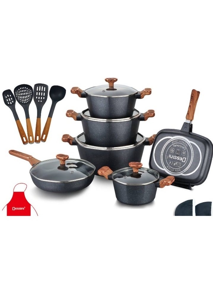 DESSINI 19 Pieces Granite Coated Cookware Set  - Image 1