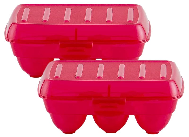 Kuber Industries Kuber Industries Plastic 6 Slot Egg ContainerTray Holder for Refrigerator Kitchen Pack of 2 Pink46KKM0152  - Image 1