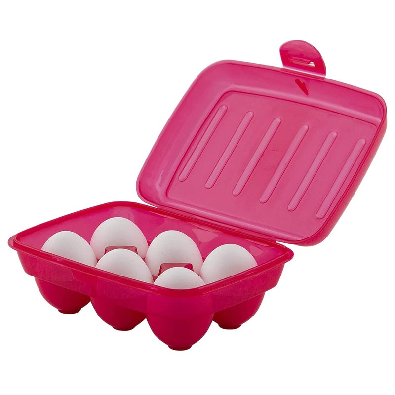 Kuber Industries Kuber Industries Plastic 6 Slot Egg ContainerTray Holder for Refrigerator Kitchen Pack of 2 Pink46KKM0152  - Image 5