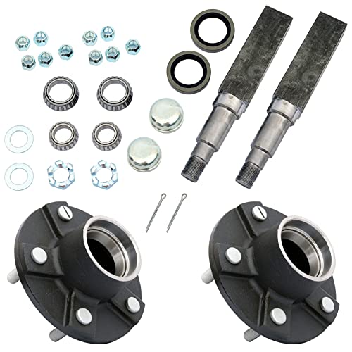 FKG Trailer Hub Spindle Kit 5 Bolt on 5" Bolt Circle Fit for 3,500 lb. axles with 1-3/8 Inch to 1-1/16 Inch Tapered Spindles, Set of 2 - Image 1