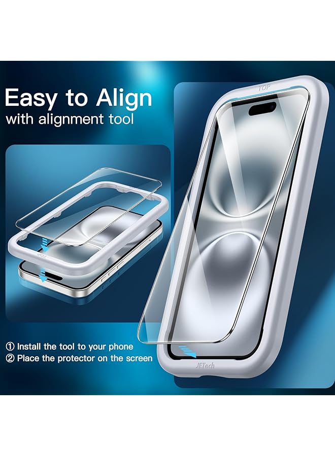 Jetech Screen Protector For Iphone 16 6.1 Inch With Camera Lens Protector Easy Installation Tool Tempered Glass Film Hd Clear 2 Pack Each - Image 4