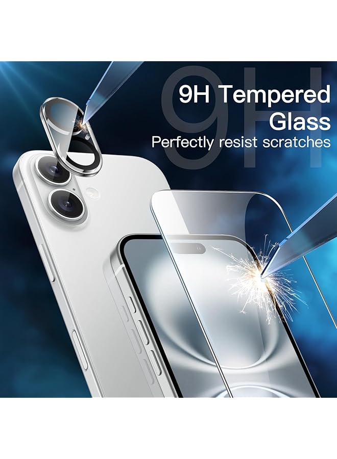 Jetech Screen Protector For Iphone 16 6.1 Inch With Camera Lens Protector Easy Installation Tool Tempered Glass Film Hd Clear 2 Pack Each - Image 3