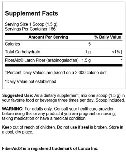 SWANSON مسحوق ألياف SWANSON FiberAid من شجرة اللاركس 88 أونصة، مشروب ألياف يعزز الصحة الهضمية ويدعم صحة الجهاز الهضمي - Image 2