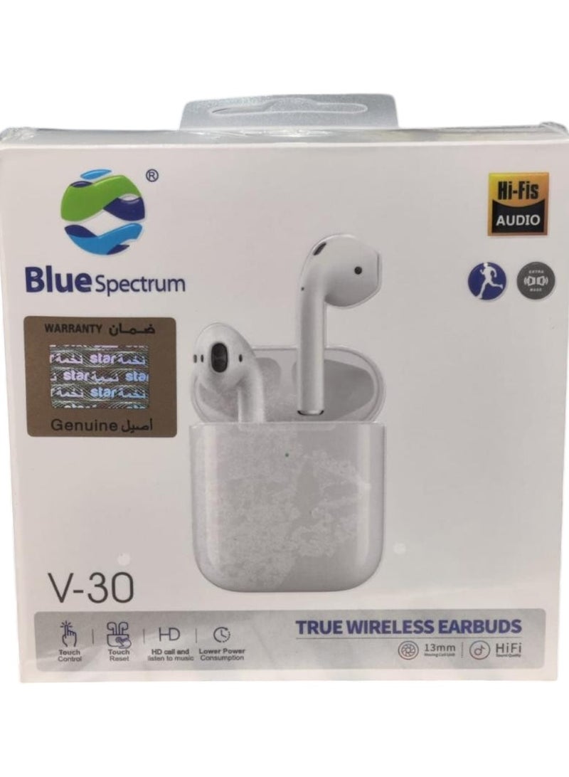 Blue Spectrum Wireless Earbuds With Lightning Charging Case,TWS Bluetooth Headphones V-30