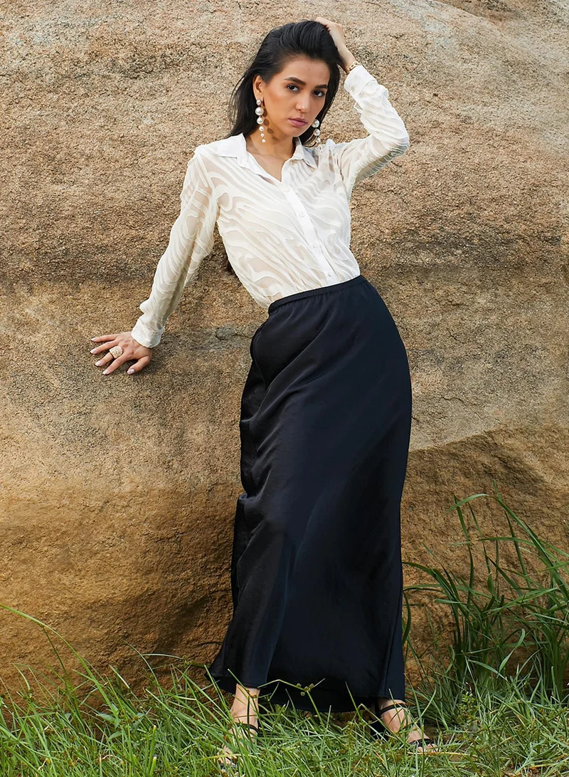 Pinacolada  Women's Daisy White Textured Sheer Shirt for Women | Best Price UAE
