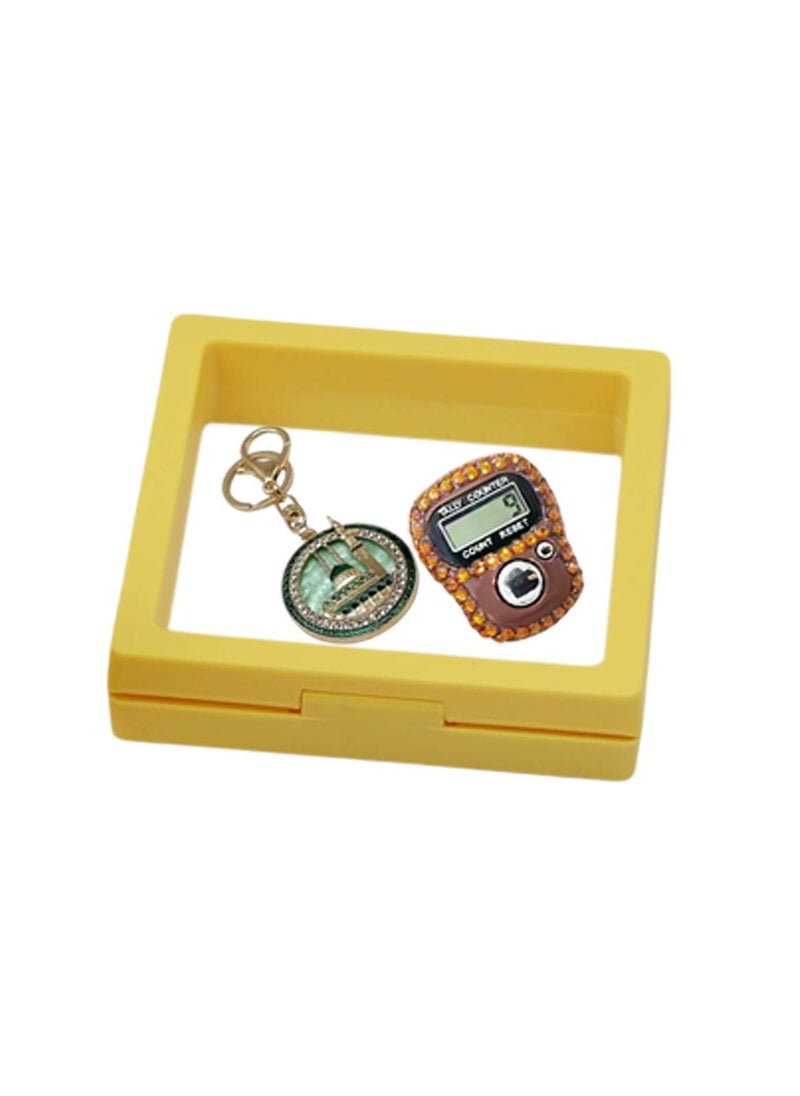 Huitich Islamic Digital Tasbeeh Counter & Madina Keychain Gift Set Orange / Yellow  - Image 2