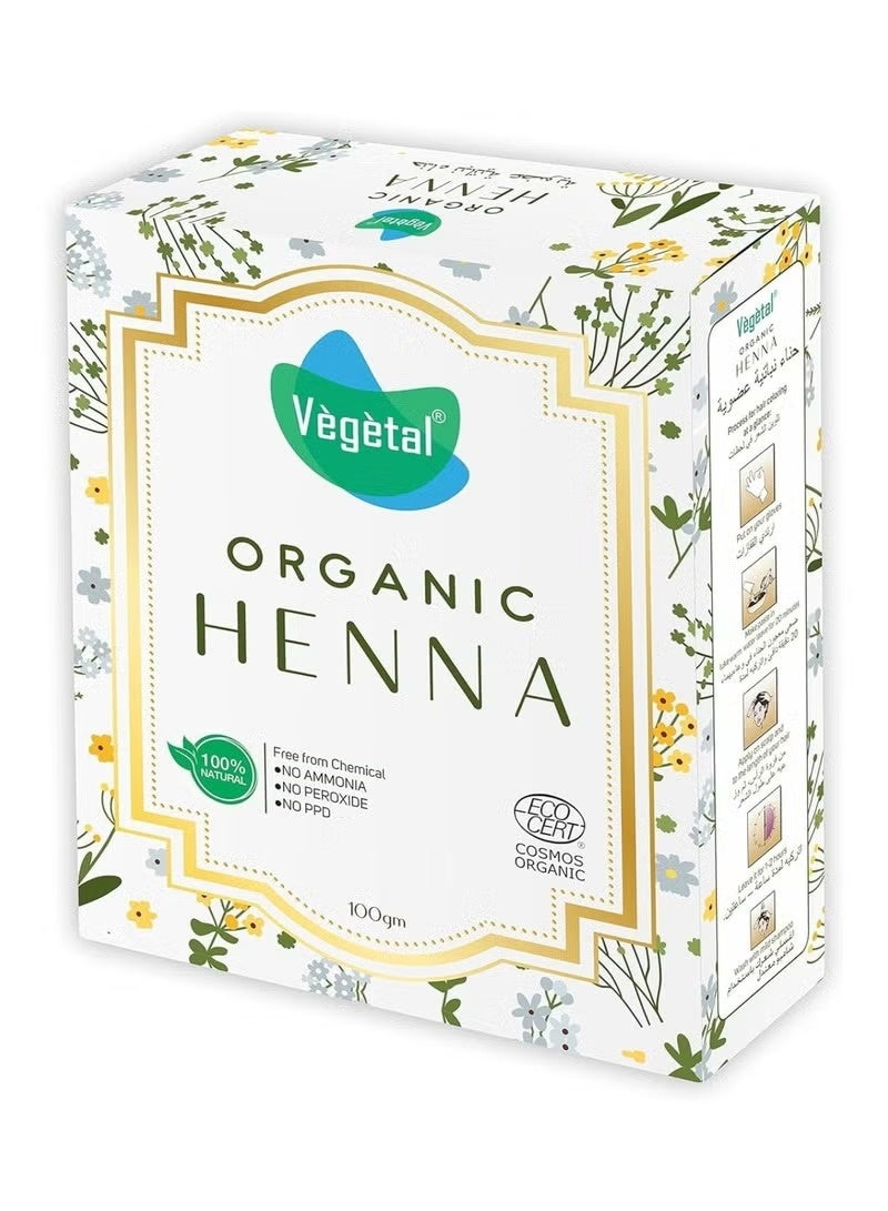 Vegetal Certified Organic and Herbal Henna Powder, for Natural Hair Coloring, Prevent Early Greying & Protects hair Damage from Chemical Hair Color - 100g - Image 1