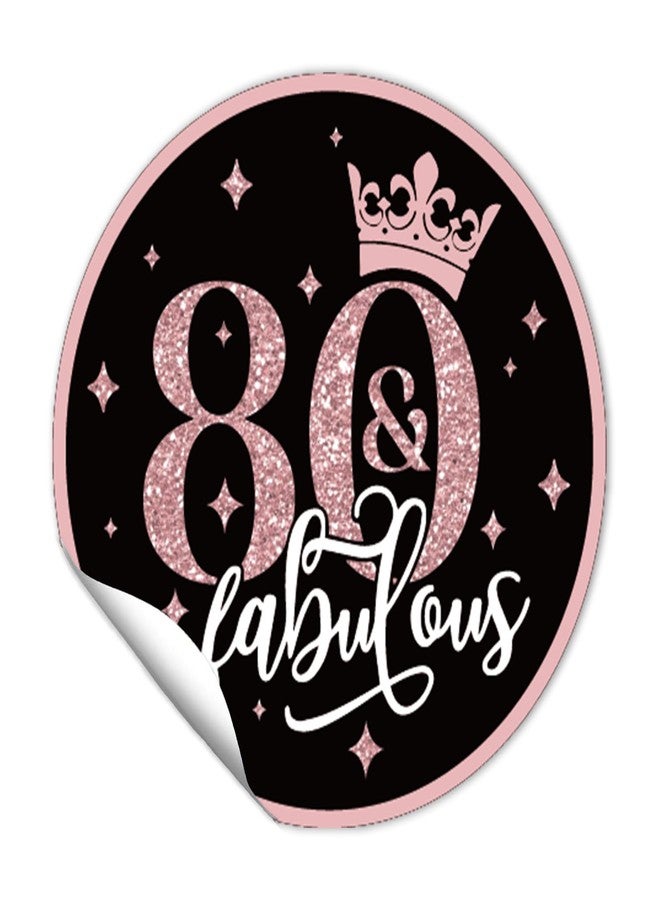 REWIDPARTY 1.5 Inch Round Rose Gold 80th Birthday Stickers (80 Pieces) - Waterproof, Adhesive, Fabulous Designs for Party Decorations & Supplies - Image 1