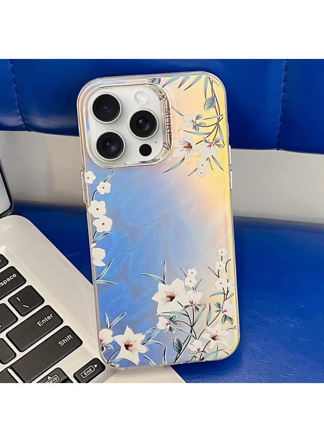 S-TOP Case For iPhone 15 Pro Electroplating Laser Flower Texture TPU Phone Case - Image 1