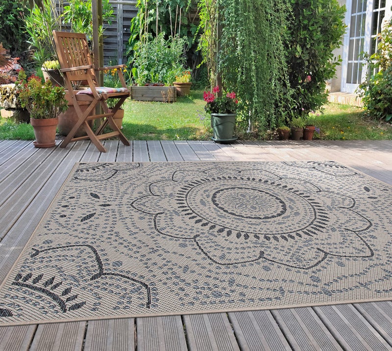 Rugshop Medallion Easy Cleaning for Patio/ Deck Rugs,Balcony Rugs Indoor/Outdoor Area Rug 5' x 7' Cream - Image 1