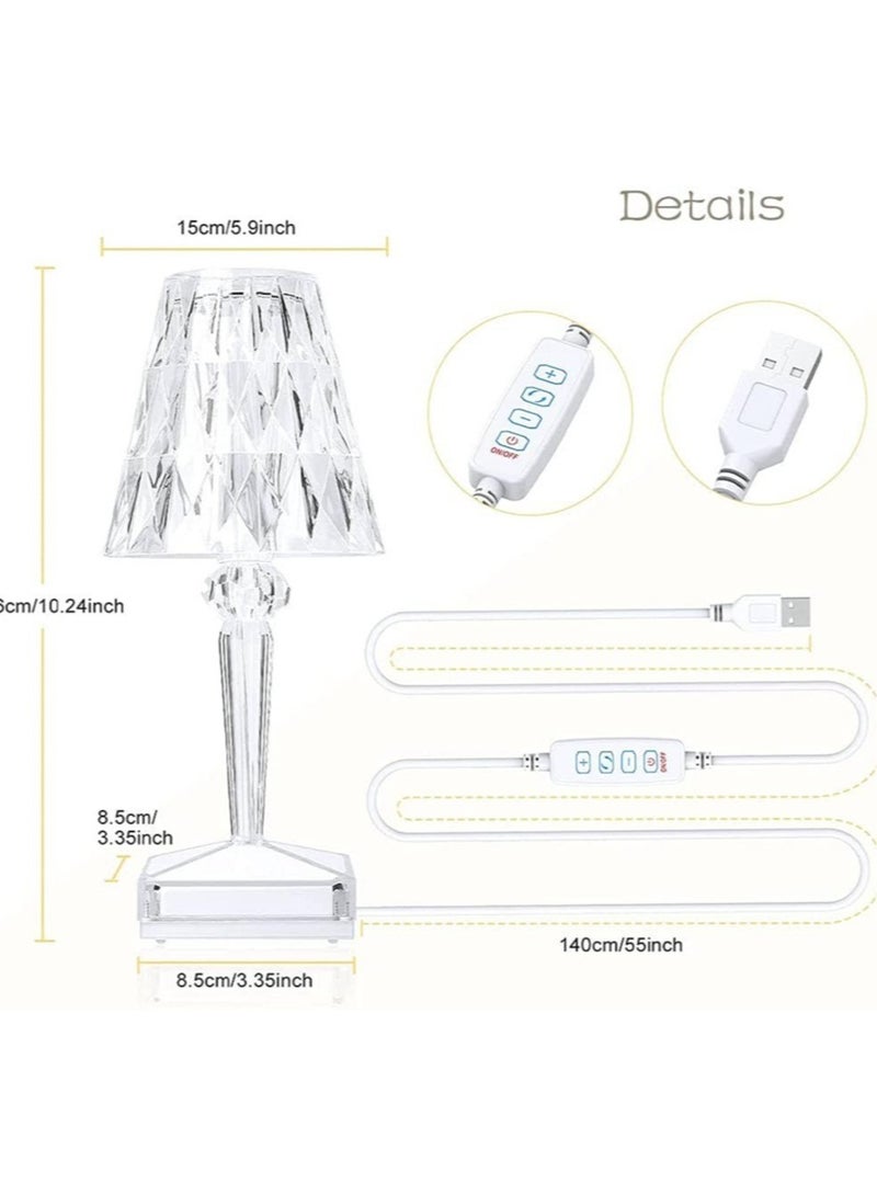ELTRAZONE Lamp Living Room Elegant Table Lamp with 3 Way Dimmable Color USB-Powered Crystal Diamond Lamp Decorative Light for Living Room Bedroom - Image 2