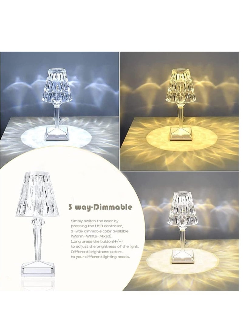 ELTRAZONE Lamp Living Room Elegant Table Lamp with 3 Way Dimmable Color USB-Powered Crystal Diamond Lamp Decorative Light for Living Room Bedroom - Image 3