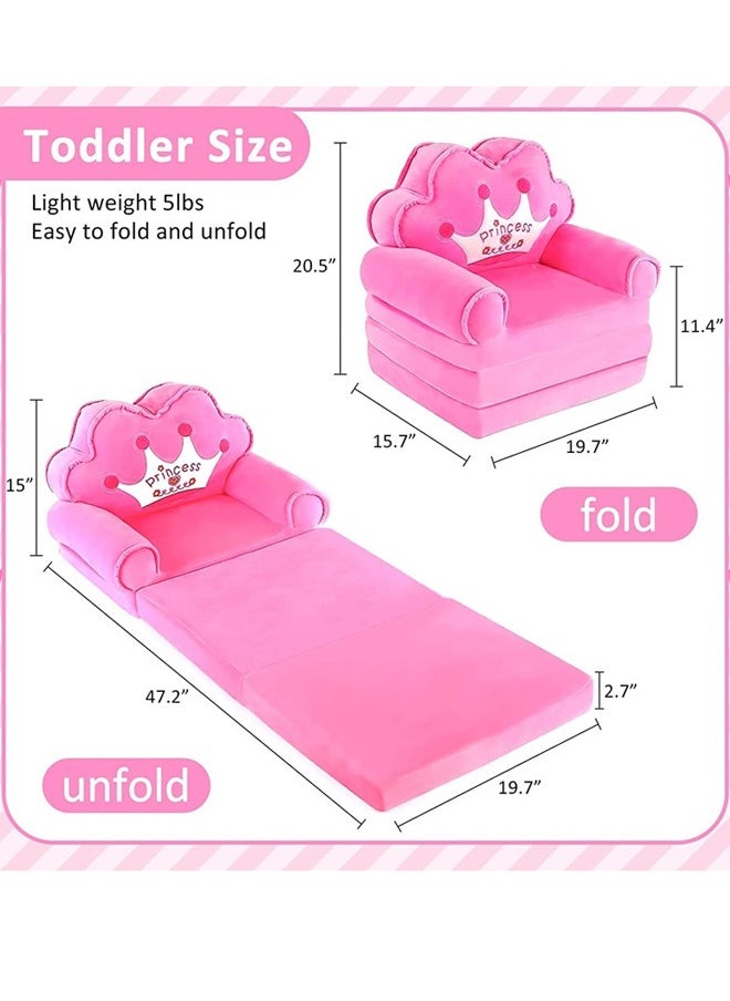 Aissiora Baby Toddler Chair, Toddler Sofa, 2 in 1 Folding Sofa, Folding Sofa, Small Folding Sofa, Princess Chair for Toddlers 1-3 Kids Folding Sofa, Bed and Backrest for Living Room  - Image 2