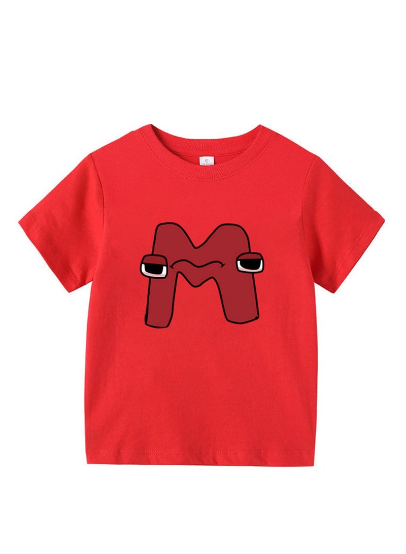 Cartoon Letter Legend 3D digital printing personalized breathable children's T-shirt  - Image 1