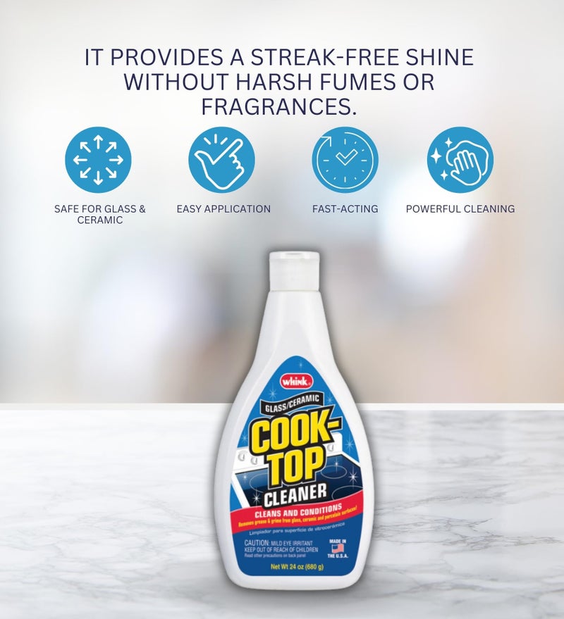 GROVE Whink Cooktop Cleaner 24 oz Bundle with Microfiber Cloth - Gentle Yet Effective Glass Stove Top Cleaner - Protects and Conditions Smooth Top Ranges - Removes Cooking Residues - (2 Items) - Image 3