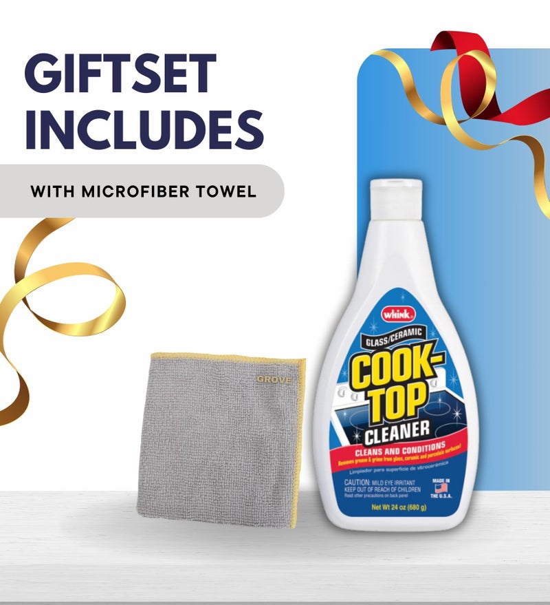 GROVE Whink Cooktop Cleaner 24 oz Bundle with Microfiber Cloth - Gentle Yet Effective Glass Stove Top Cleaner - Protects and Conditions Smooth Top Ranges - Removes Cooking Residues - (2 Items) - Image 2
