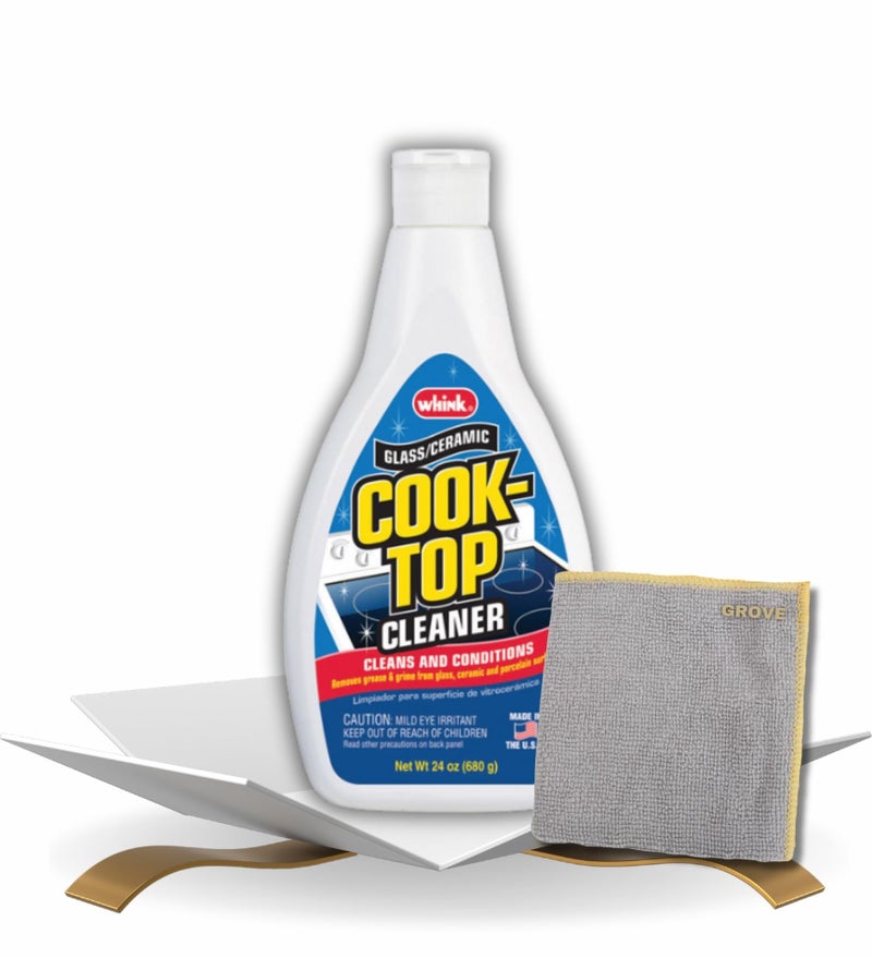 GROVE Whink Cooktop Cleaner 24 oz Bundle with Microfiber Cloth - Gentle Yet Effective Glass Stove Top Cleaner - Protects and Conditions Smooth Top Ranges - Removes Cooking Residues - (2 Items) - Image 1
