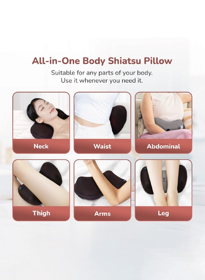 Zero Beyond Wellness ZERO HEALTHCARE Mellow Shiatsu Massage Pillow with Heat Therapy for Neck, Back, and Shoulder Pain Relief, Electric for Relax Muscles Fatigue - Image 4