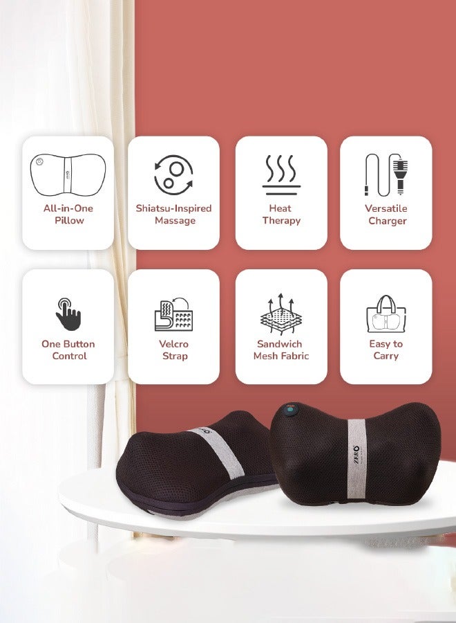 Zero Beyond Wellness ZERO HEALTHCARE Mellow Shiatsu Massage Pillow with Heat Therapy for Neck, Back, and Shoulder Pain Relief, Electric for Relax Muscles Fatigue - Image 5