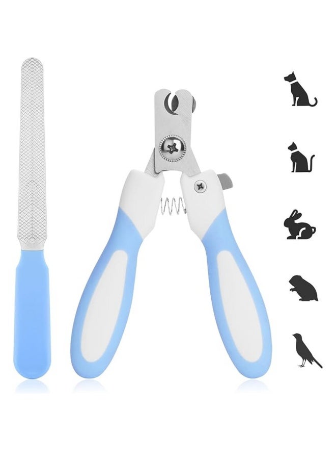 Pet Nail Clippers & Scissors with Safety Lock, Nail File & Ergonomic Handle for Dogs, Cats & Small Pets – Stainless Steel Grooming Tool (Blue) - Image 2