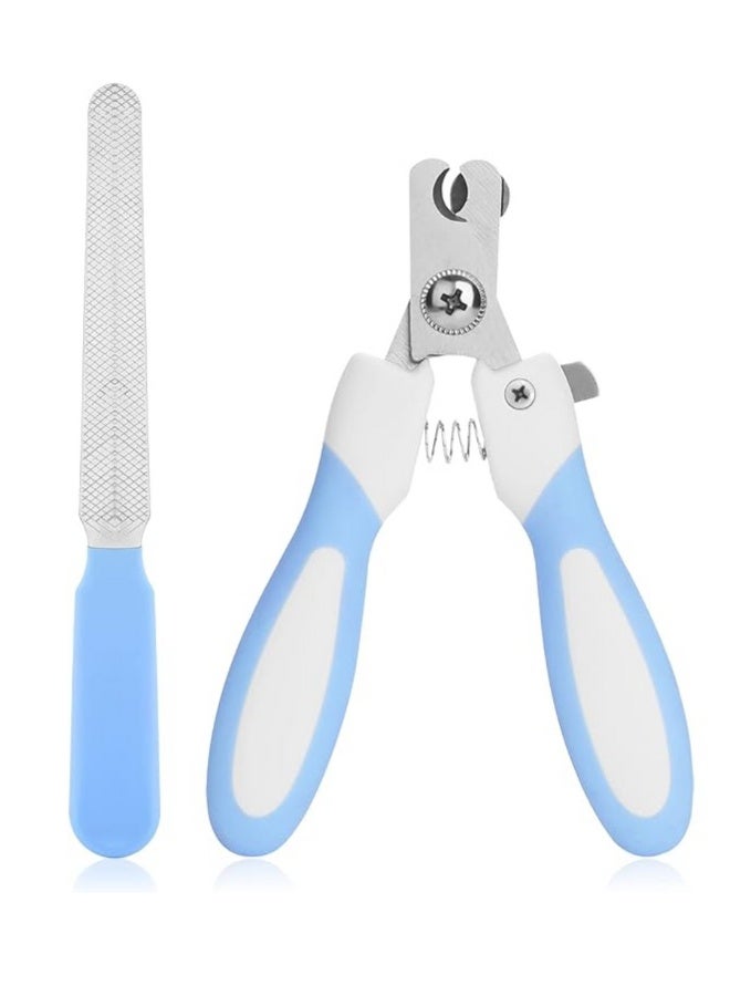 Pet Nail Clippers & Scissors with Safety Lock, Nail File & Ergonomic Handle for Dogs, Cats & Small Pets – Stainless Steel Grooming Tool (Blue) - Image 1