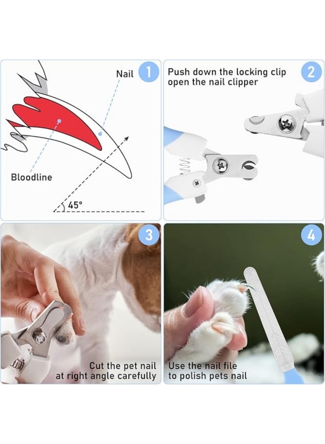 Pet Nail Clippers & Scissors with Safety Lock, Nail File & Ergonomic Handle for Dogs, Cats & Small Pets – Stainless Steel Grooming Tool (Blue) - Image 5