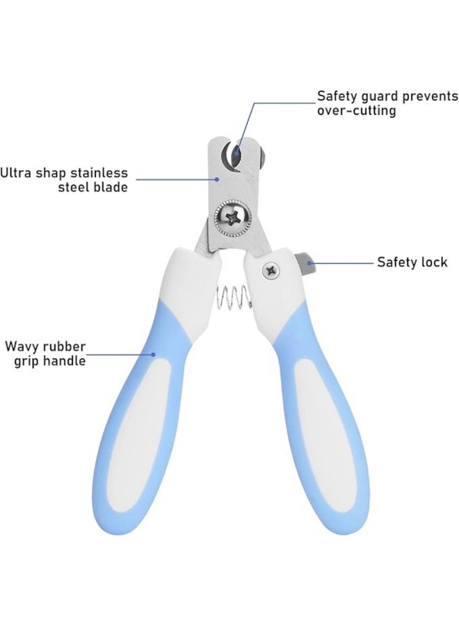 Pet Nail Clippers & Scissors with Safety Lock, Nail File & Ergonomic Handle for Dogs, Cats & Small Pets – Stainless Steel Grooming Tool (Blue) - Image 4