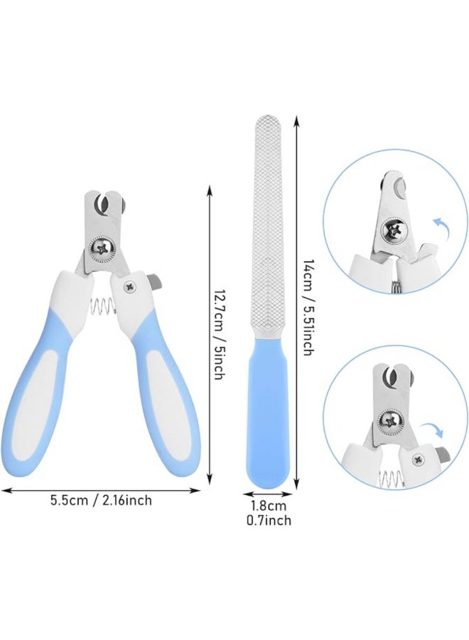 Pet Nail Clippers & Scissors with Safety Lock, Nail File & Ergonomic Handle for Dogs, Cats & Small Pets – Stainless Steel Grooming Tool (Blue) - Image 3